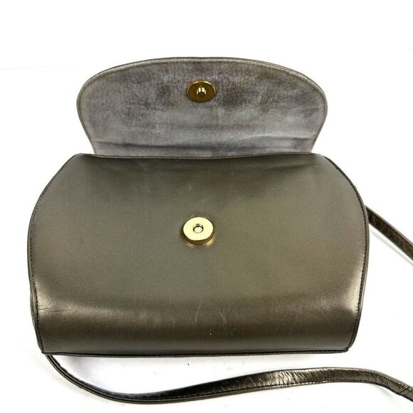Frenchy of California Shoulder Handbag Gray Brown Leather Purse - Picture 2 of 9